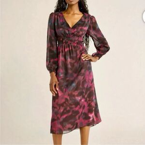 Sofia Jeans Women's Empire Dress with Long Sleeves, Mid Calf size M